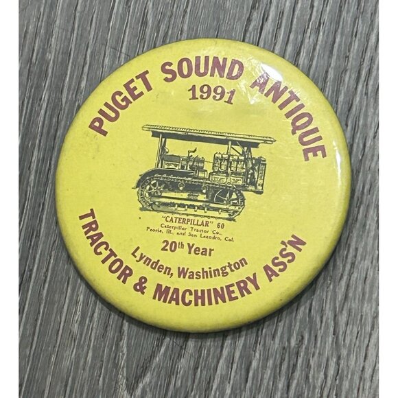 Puget Sound Antique Tractor Machinery Association 1991 20th Year Pinback Button - Picture 1 of 8